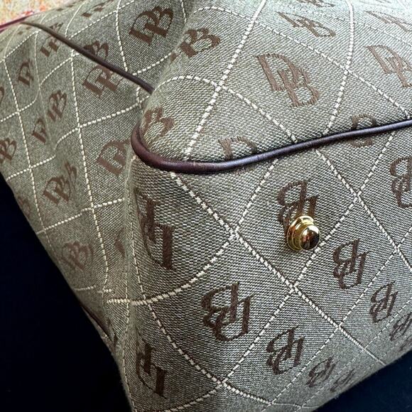 Dooney & Bourke Signature Canvas Tote with Leather Accents - Brown/Beige - Picture 6 of 15